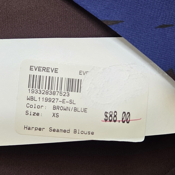 NWT Evereve | Harper Seamed Blouse in Blue Brown Floral Size XS - Picture 5 of 7